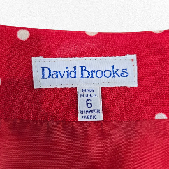 1980s Vintage David Brooks Red White Polka Dot Retro Career Skirt Suit Size 2 - Picture 8 of 16